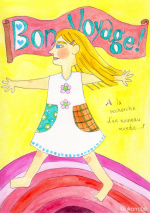 虹と女の子イラスト