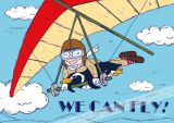 We Can Fly!
<br>
“ぼくたち飛べたよ!”
<br><br>
ペンギンは昔は空を飛べたらしい。
<br>
魚を食べるために、泳ぎが進化して飛べなくなったとか。
<br>
「飛べなくなってかわいそう」とか「もう一度空を飛びたいと思わないのかな」とか人間はあれこれ思うけど、たぶん、当のペンギンはなんとも思ってなくて、今日も水中をすいすいと泳ぐ。
<br>
その姿は、鳥が大空を飛ぶように。 illustration